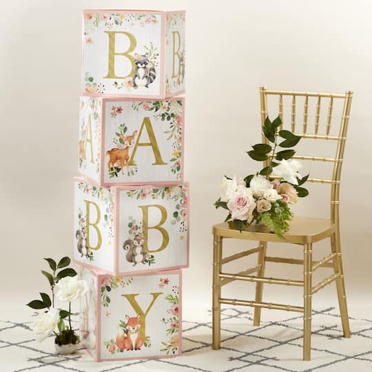 Kate Aspen Pink Woodland Baby Block Box Set, 4ct.